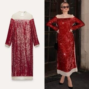 ZARA SEQUIN CHIFFON DRESS ZW COLLECTION